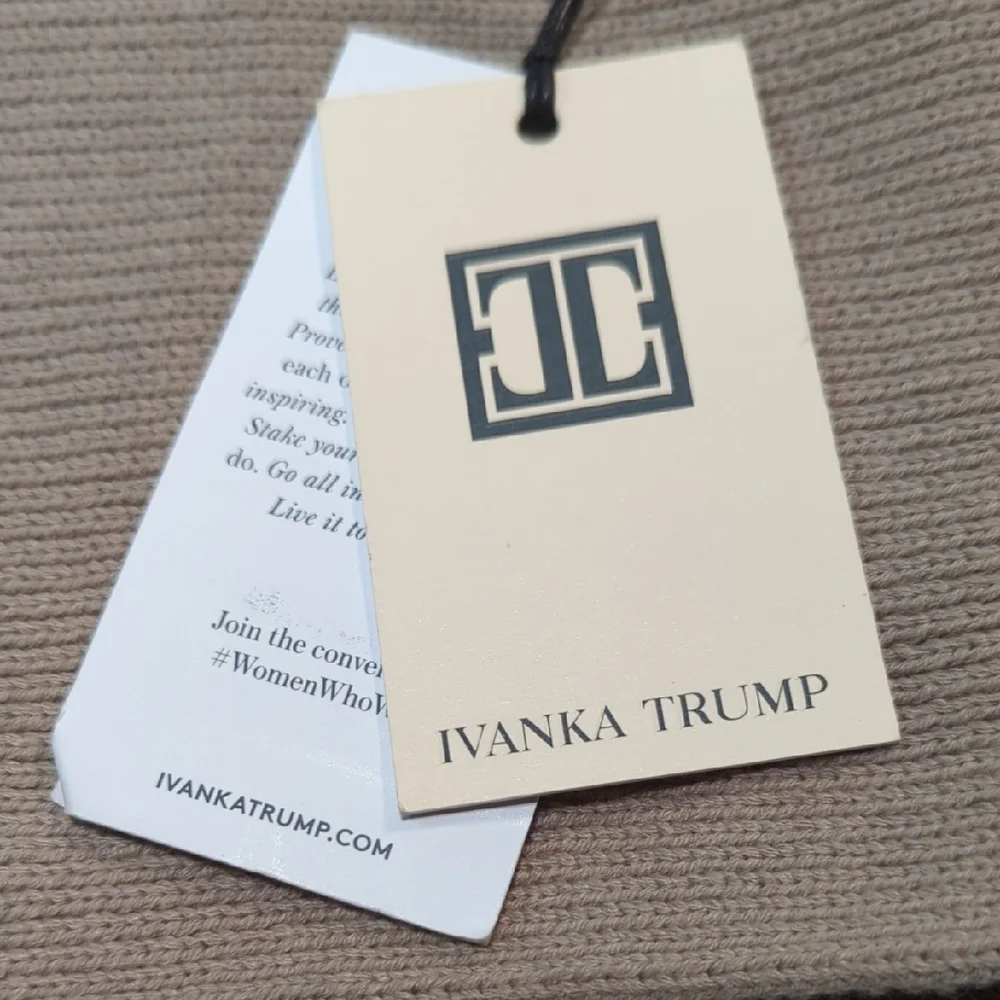 Ivanka Trump Tan Cardigan with Gold Zippers
